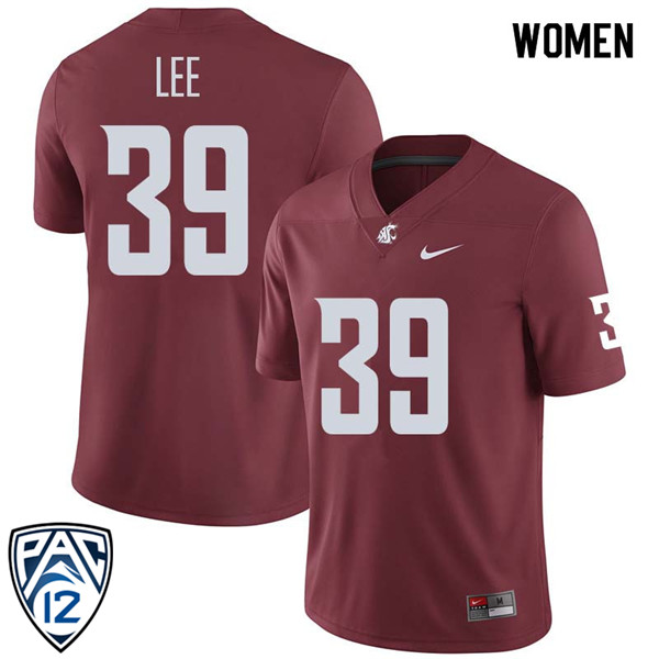 Women #39 Damion Lee Washington State Cougars College Football Jerseys Sale-Crimson